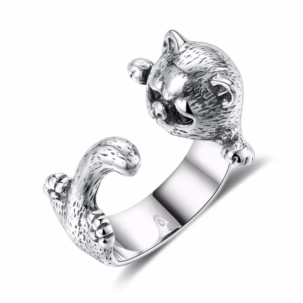 925 пробы Серебряное кольцо кота 100% реальные S925 тайский Серебряные кольца для Для женщин ювелирные изделия регулируемый Размеры