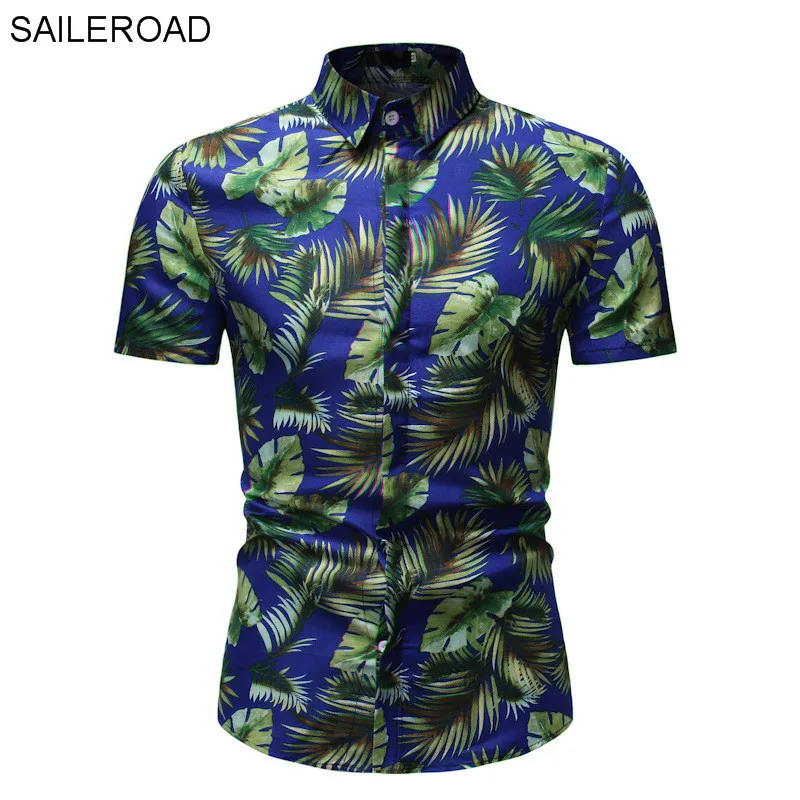 SAILEROAD Camisa Flores Hombre Мужская рубашка рубашки Гавайская Мужская рубашка с цветочным принтом облегающие топы с принтом Camisa Preta