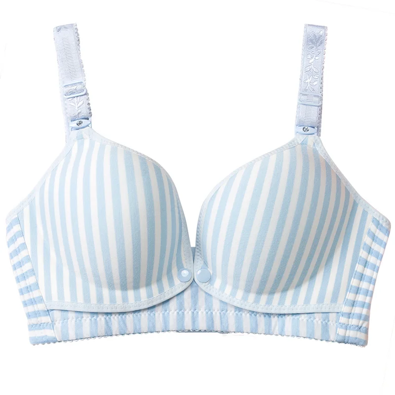 Women Lingerie Push-up Plus Size Stripes 3/4 Cup Front Opening Steel Buckle Wire free Women Nursing Bra 2018 Newest 1Pcs