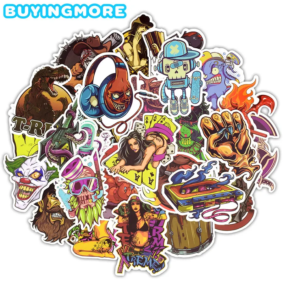 

50 PCS Horror Stickers Toys Graffiti Punk Rock Sexy Waterproof Decal Stickers DIY Laptop Skateboard Guitar Car Motorcycle Helmet