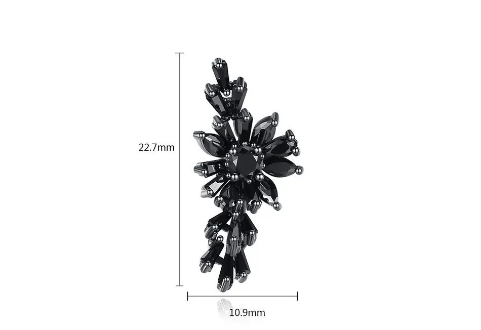 Черный, белый цвет, цирконивый цветок растения, серьги со шпилькой, для Для женщин в минималистском стиле милые модные CZ серьги-гвоздики комплет ювелирного украшения moonrocy