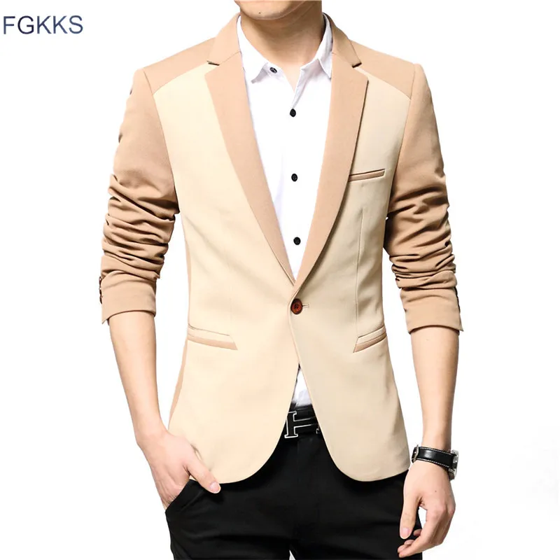 FGKKS 2017 New Spring Brand Blazer Men Fashion Jacket For Men Coats Casual Single Button Suit