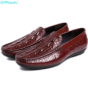 

QYFCIOUFU High Quality Genuine Leather Men Loafers Fashion Slip-on Driving Shoes Men Moccasin Boat Shoes Causal Flats Men Shoes