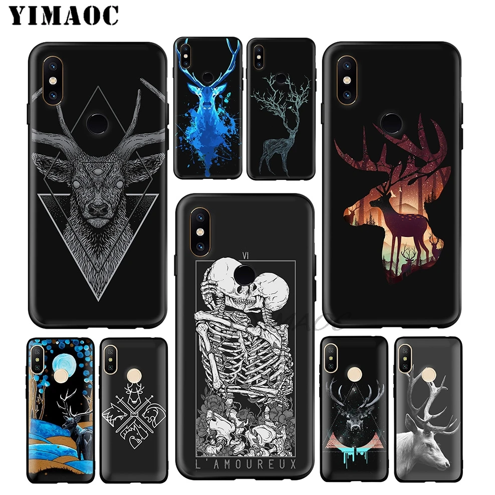 YIMAOC Duck Deer Black Soft Case for Xiaomi Redmi Note 7 6 6A 5 4 4X 4A 5A S2 7A GO K20 Plus Pro |