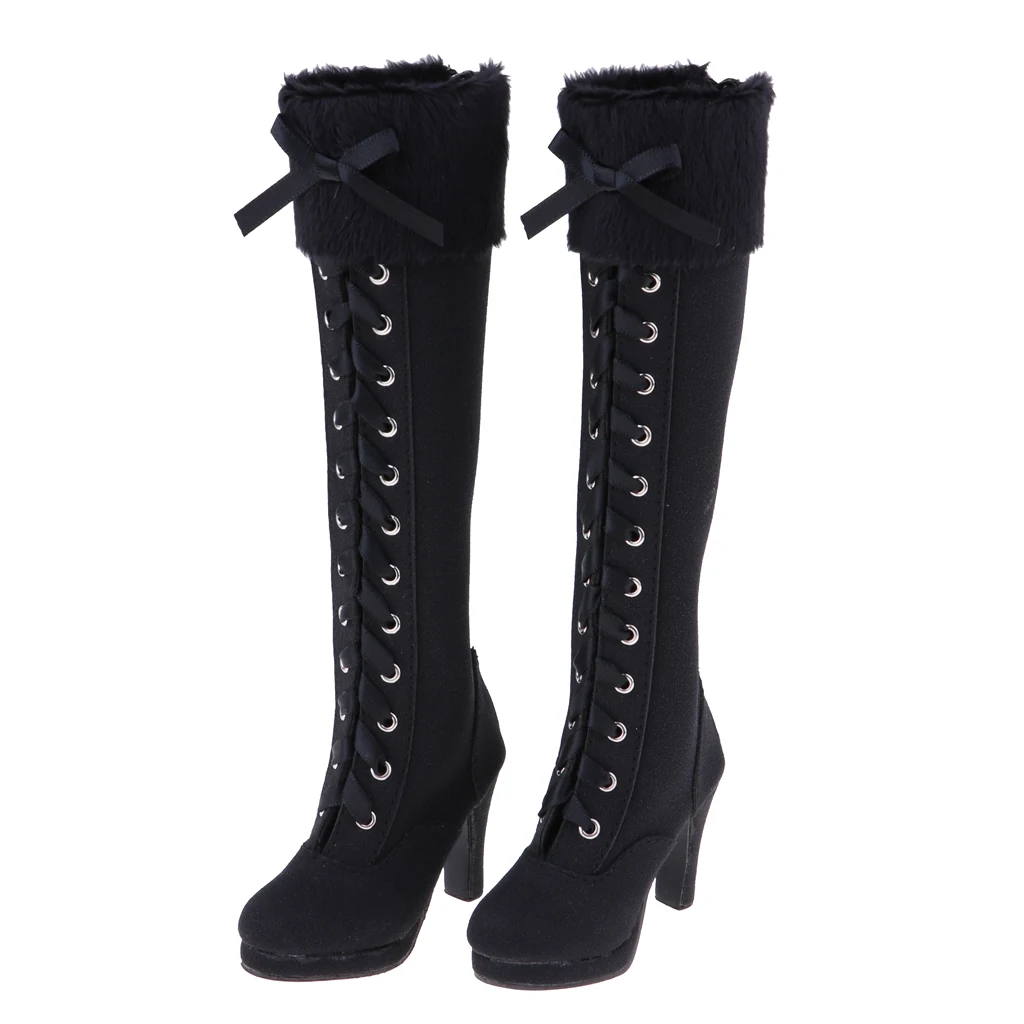 

Stylish 1/3 BJD Shoes Suede Knee-High Boots Zipper Martin Boots With Bowknot For Dollfie for DOD Doll High Heels Winter Clothing