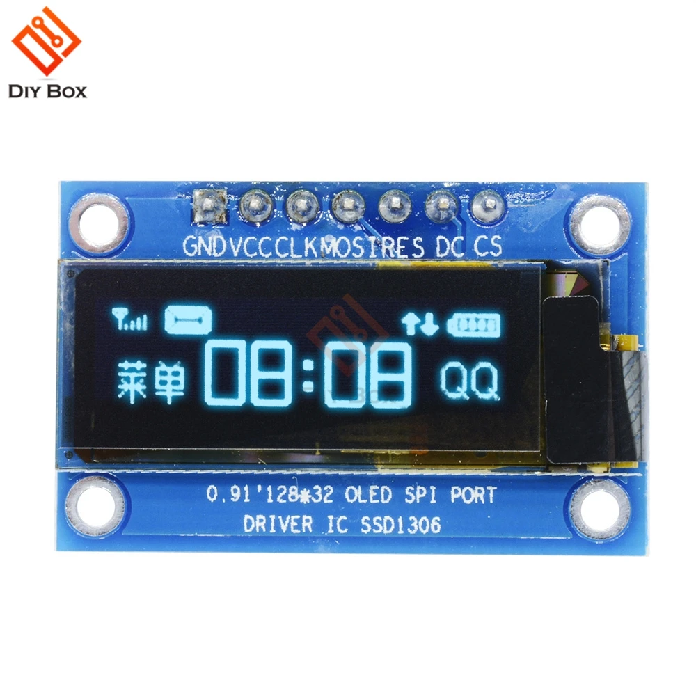 0 91 &quotдюймов SPI 128x32 Белый OLED ЖК дисплей Дисплей DIY модуль SSD1306 Драйвер IC DC 3 в 5 для
