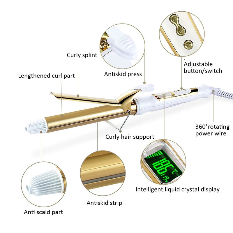 Ufree U-306 ЖК-цифровой контроль температуры Золотое керамическое покрытие для завивки сухих и влажных волос двойного назначения Вэйвер бигуди