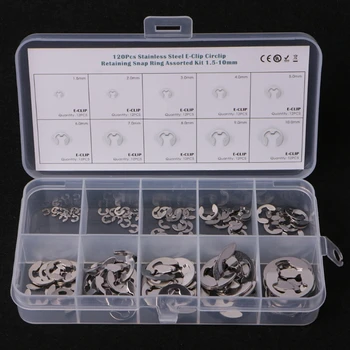 

120PCS 1.5mm-10mm E-Clip Assortment Kit Stainless Steel Retaining Circlip Set