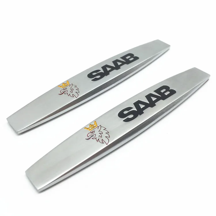 

2pcs Saab Car Metal Sticker Emblem Alloy Strip Auto Fender Side Wing Rear Bumper Trunk Logo Styling Accessories Badge Decals