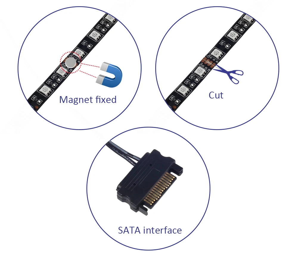 RGB LED Strip Light PC Computer Case Light 2PCS Set With Magnet Remote Control 4Pin Divided Connecter RGB LED Strip Light PC Computer Case Light 2PCS Set With Magnet Remote Control 4Pin Divided Connecter