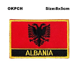 Albania квадратной формы Железный Флаг патч вышитые пилы на значки, патчи для одежды PT0001-R - Окраска металла: PT0001-R