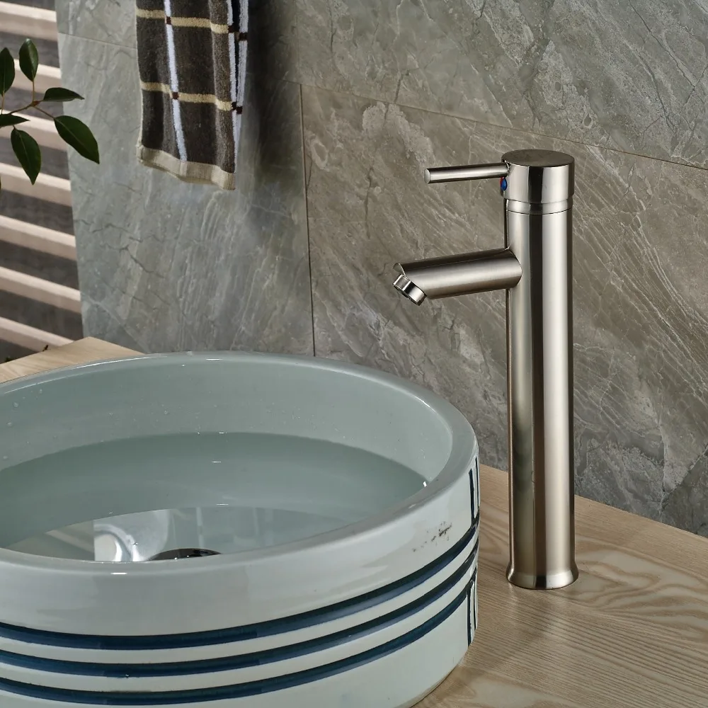 

Nickel Brushed Single Handle Bathroom Basin Faucet Deck Mounted Mixer