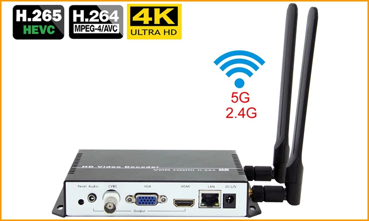 UHD 4 к H.265 H.264 HDMI VGA CVBS декодер HD видео аудио IP потоковый декодер HTTP RTSP RTMP UDP HLS к HDMI VGA CVBS конвертер