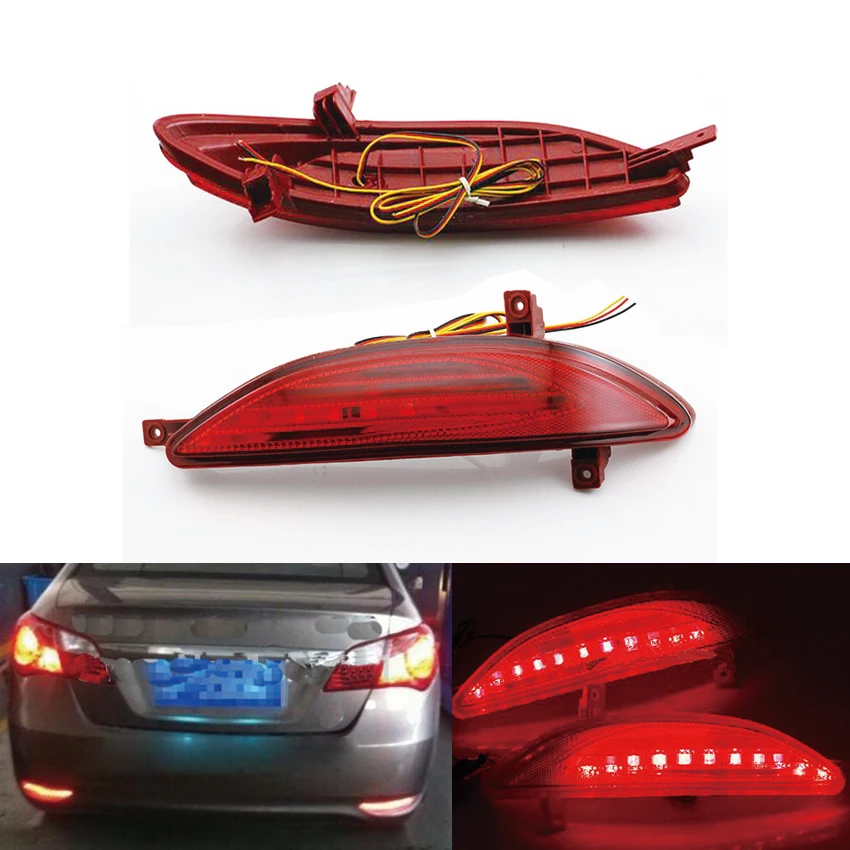 

for Hyundai Elantra Car Red LED Rear Bumper Reflector Light Tail Bulbs Auto Brake Parking Stop Warning Lamp 2008-2010 1 Pair