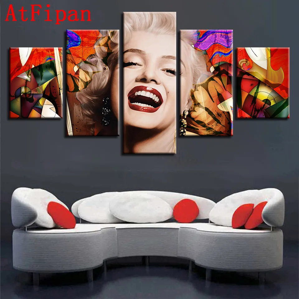 AtFipan Top rated Canvas Painting 5 Piece Artwork Famous Actress