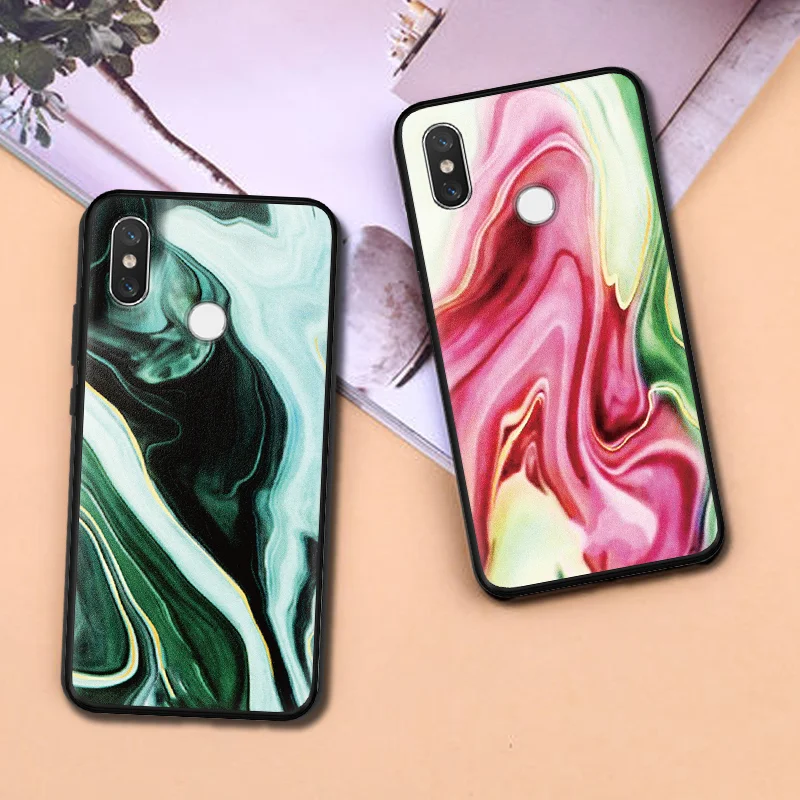 

Flow Agate Black Phone Cases For Xiaomi Redmi 4X 6A S2 4A 5A 5 Plus Note 7 6 Pro 5 3 4X 5A Soft TPU For Xiaomi Mi 8 Lite 9 A1 A2