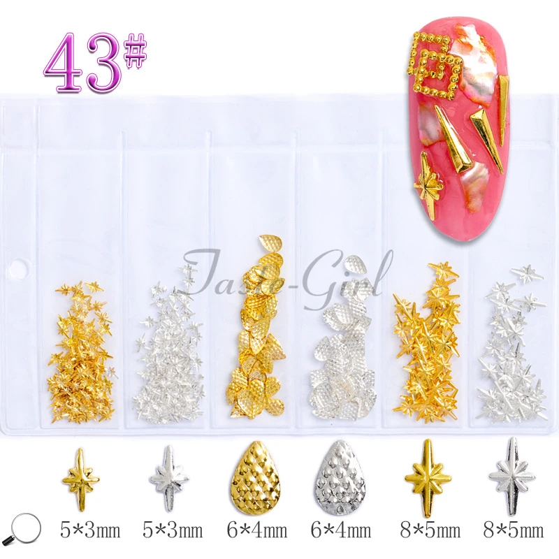 Смешанные стили золотые, серебряные, полые металлические 3d оболочки украшения для дизайна ногтей сплав амулеты для аксессуары для ногтей принадлежности Инструменты шпильки