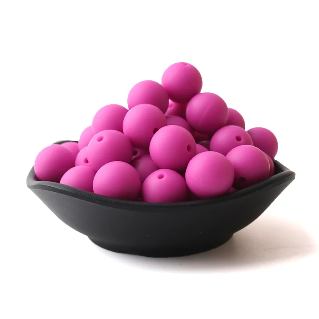 60pcs 12mm Baby Teether Silicone Beads Diy Pacifier Chain Bracelet Bpa Free Chewable Round Silicone Bead Accessories For Newborn Beads Rose