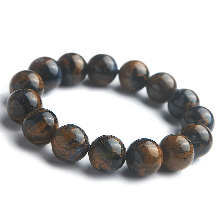 

Genuine Natural Pietersite Gems Stone Crystal Stretch Powerful Round Bead Bracelet 15mm