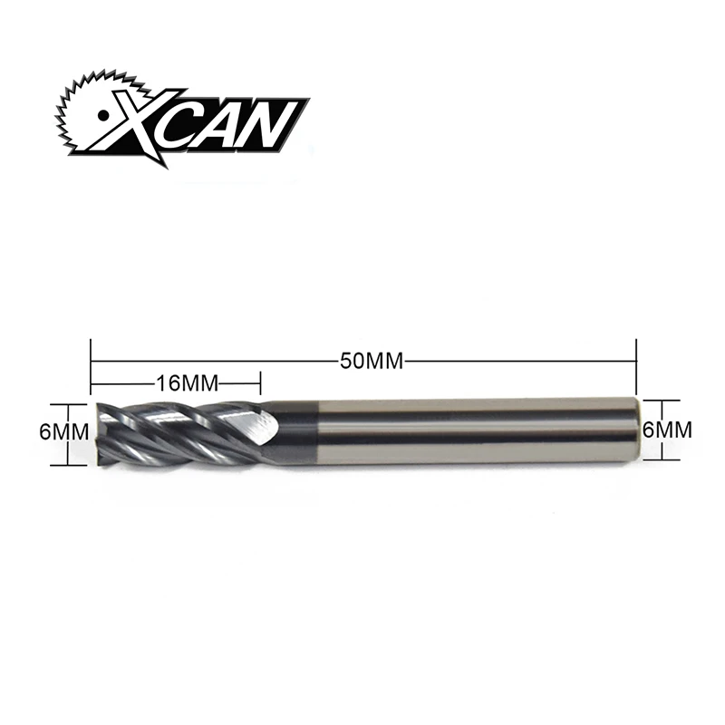 XCAN 1 шт. 4 Флейта диаметр 6 мм хвостовик 6 мм Tunsten стальной фрезерный станок с ЧПУ фрезы металлический фрезерный станок