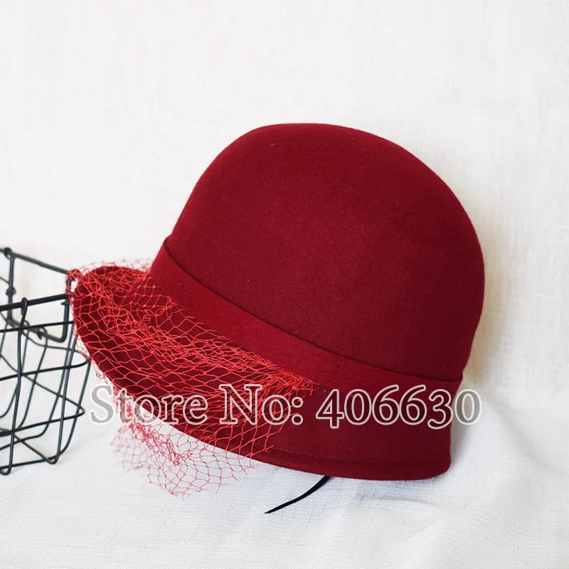 Зимние Винтаж из искусственного меха с бантом шерстяного фетра Панама Шапки для Для женщин Дамская чистая шляпка-Клош женский Chapeau PWFE049
