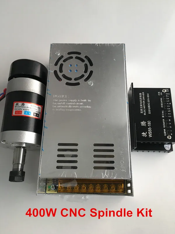 

CNC Router Spindle Motor 400W ER11 55MM Machine Tool Spindle + Switching Power Supply + Brushless Stepper Motor Driver