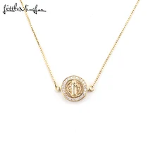 Luxury Cubic zirconia Jesus Pendant Necklace Religious blessing necklace copper link chain women Necklaces for women Jewelry nude slender link necklace for women