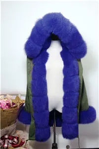 Черная меховая парка со съемным мехом, женская зимняя Толстая куртка, натуральный Лисий мех, капюшон, длинное пальто, женская фиолетовая меховая парка