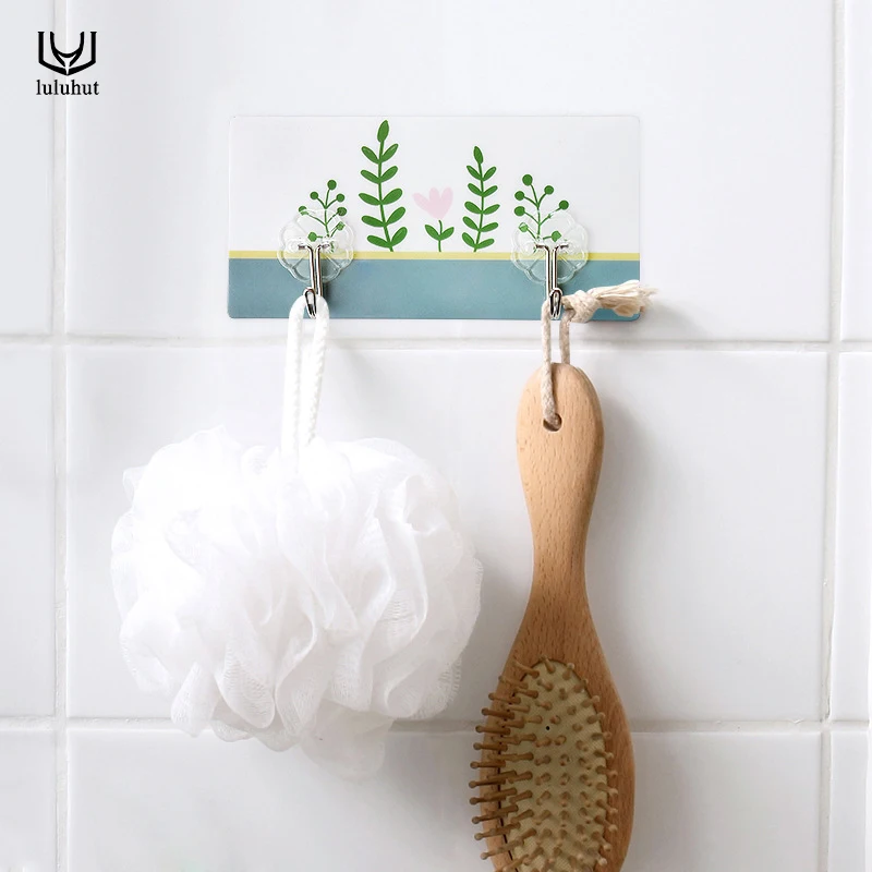 luluhut 2 hooks wall hanger strong prower flower sticky hook seamless