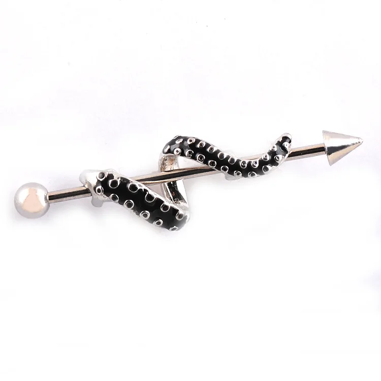 Горячая серьги в стиле панк змея Промышленная Штанга пирсинг ювелирные изделия серьги для женщин мужчин - Окраска металла: Silver