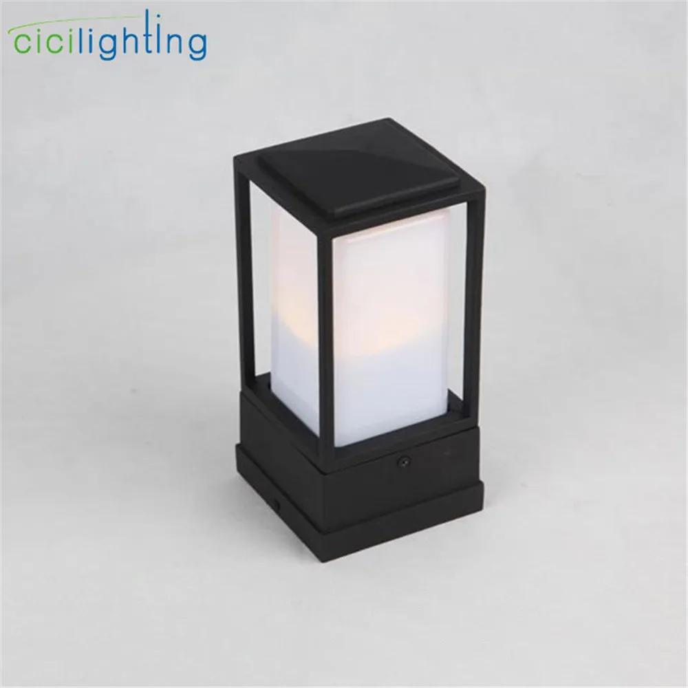 New Minimalist Outdoor Lawn Light, Black Aluminum + White PC Shade Decor Outdoor Wall Lamp, Door Post Lighting Pillar Lamp