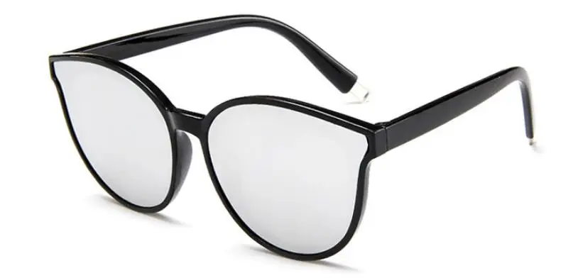 Модные женские солнцезащитные очки "кошачий глаз", брендовые, дизайнерские, цветные, океанские линзы, женские, круглые, зеркальные, солнцезащитные очки, Feamle Gafas UV400 - Цвет линз: Silver