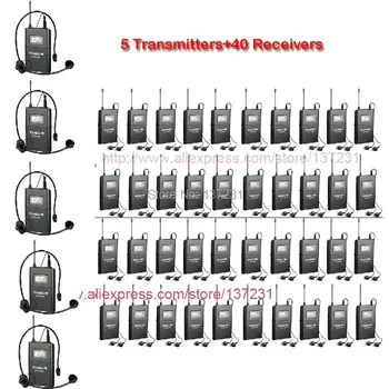 

WTG-500 UHF Wireless audio system for Tourist guide/Simultaneous interpretation/Teaching 5 Transmitters+40 Receivers