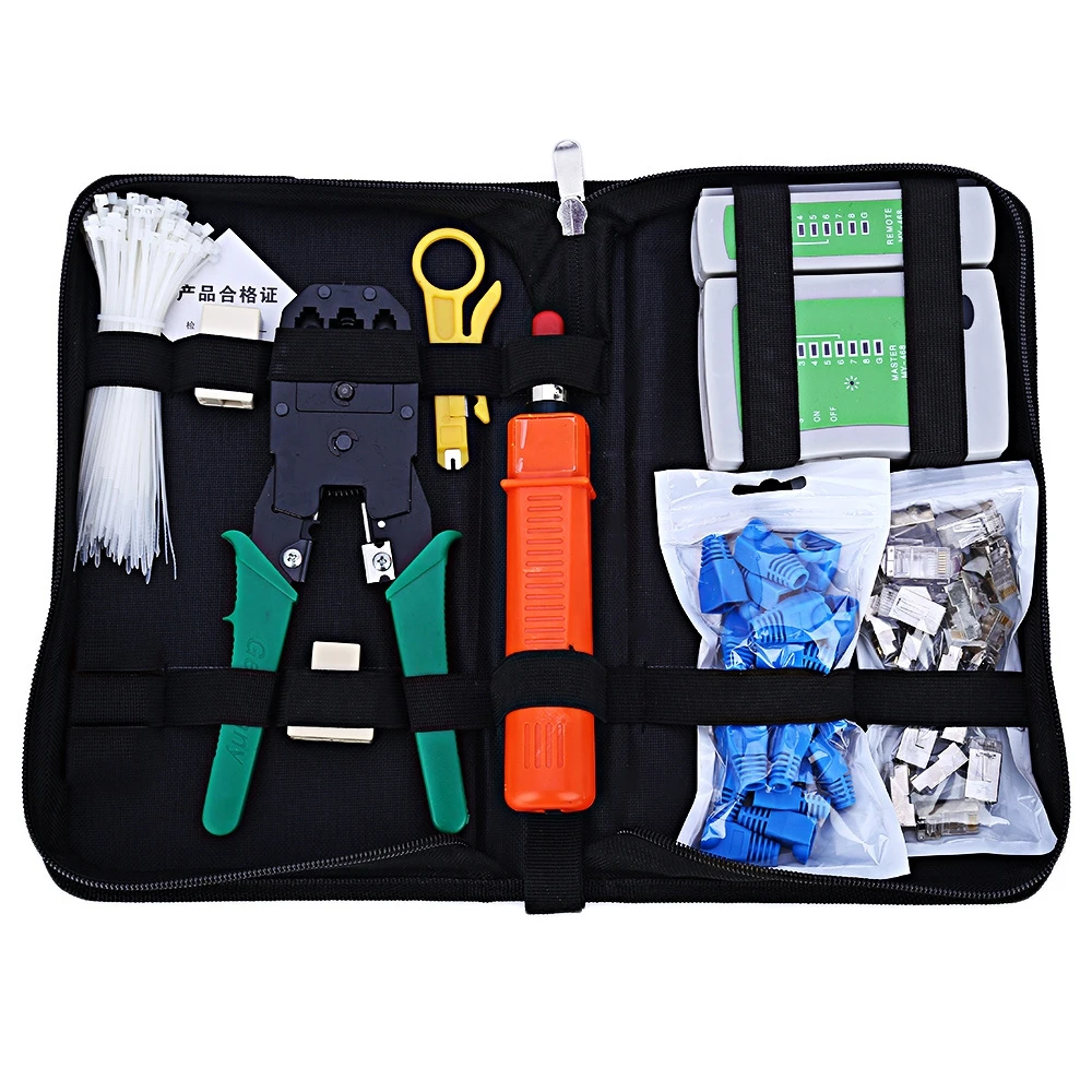 

2017 Network Computer Maintenance Tool Kit Cable Tester Crimper 50 Rj45 Cat5 Cat5e Connector Plug 10pcs Rj45 Strain Relief Boot