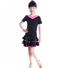 Child Latin Dance Clothes Girl V Collar Fringe Dress