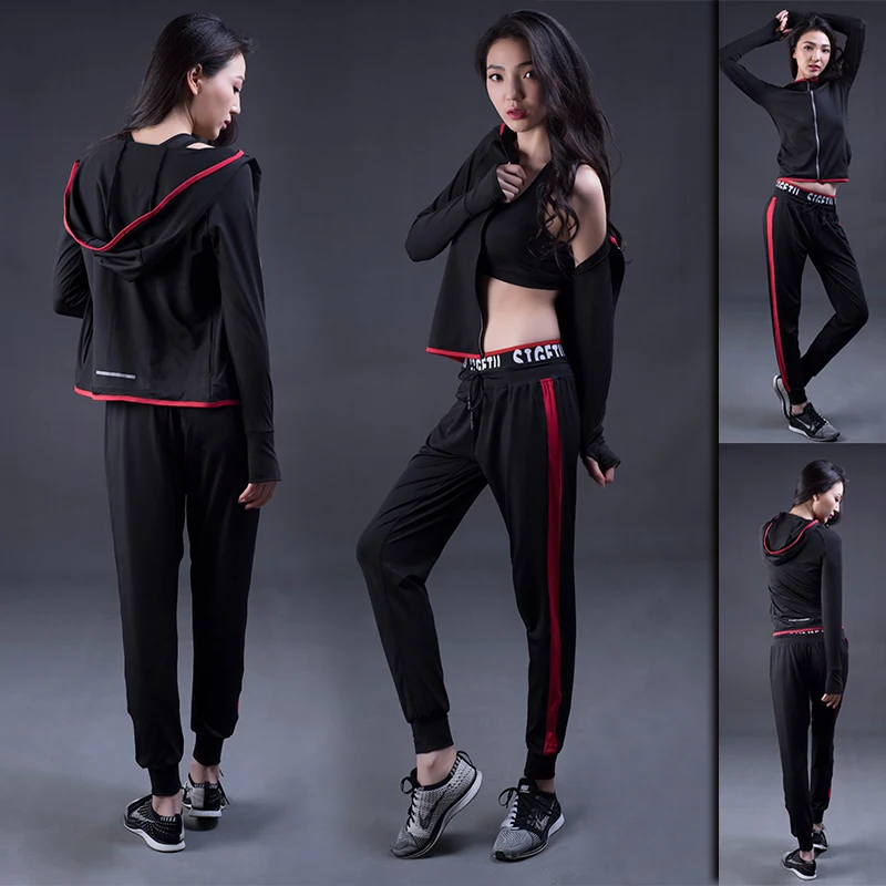

Outdoor Sports Three-piece Set Women Yoga Sets for Gym Running Jacket & Sports Bra Vest & Fitness Pants Workout Sports Suit Set