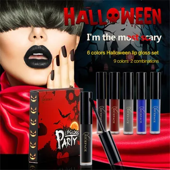 

New Professional Matte Liquid Lipstick Kit Makeup Waterproof 6 Color/Set Lip Stick Gloss Cosplay Black Blue Sexy Lipgloss Beauty