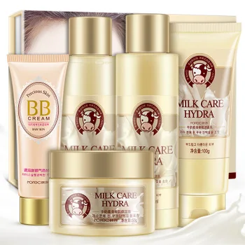 

2018 Horec milk smooth skin five-piece set moisturizing nourishing facial set skin care cosmetic set