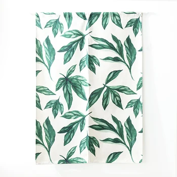 

Linen Tapestry Door Curtain children's Study Bedroom Home Decor Kitchen Curtains Fresh green leaves Customizable