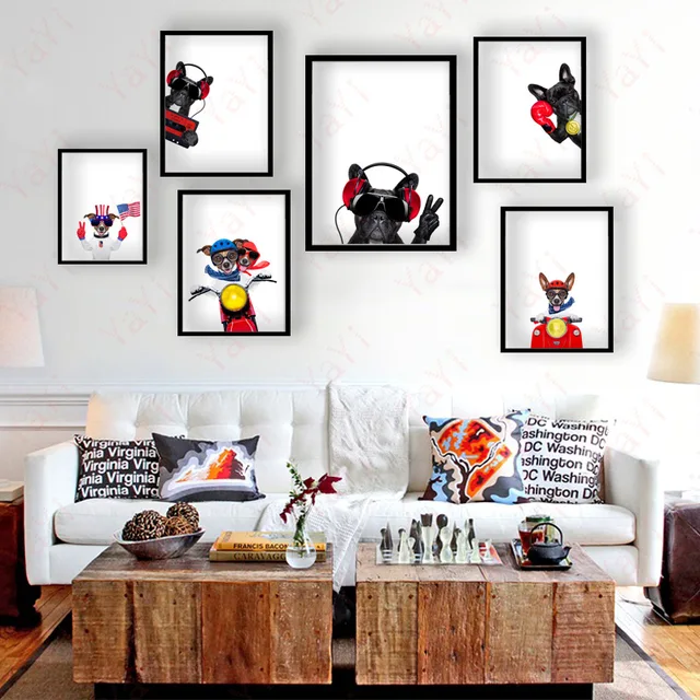 HAOCHU leuke puppy hond cartoon leven woondecoratie canvas ... HAOCHU leuke puppy hond cartoon leven woondecoratie canvas ...