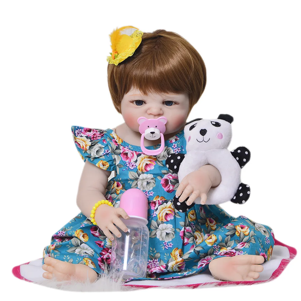 

Full Silicone Vinyl Realistic New Design 23'' Lifelike Baby Reborn Doll Menina 57 cm Baby Toys With Wig Hair For Kids Xmas Gift