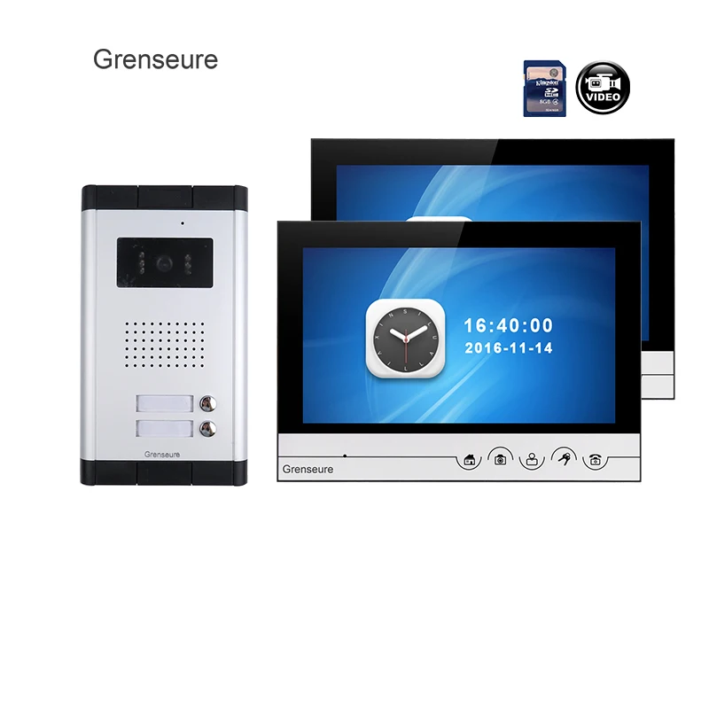 

NEW Apartment 9" Color Video Door Phone Intercom System + 2 Recording Screen + Outdoor Doorbell Camera for 2 House FREE SHIPPING