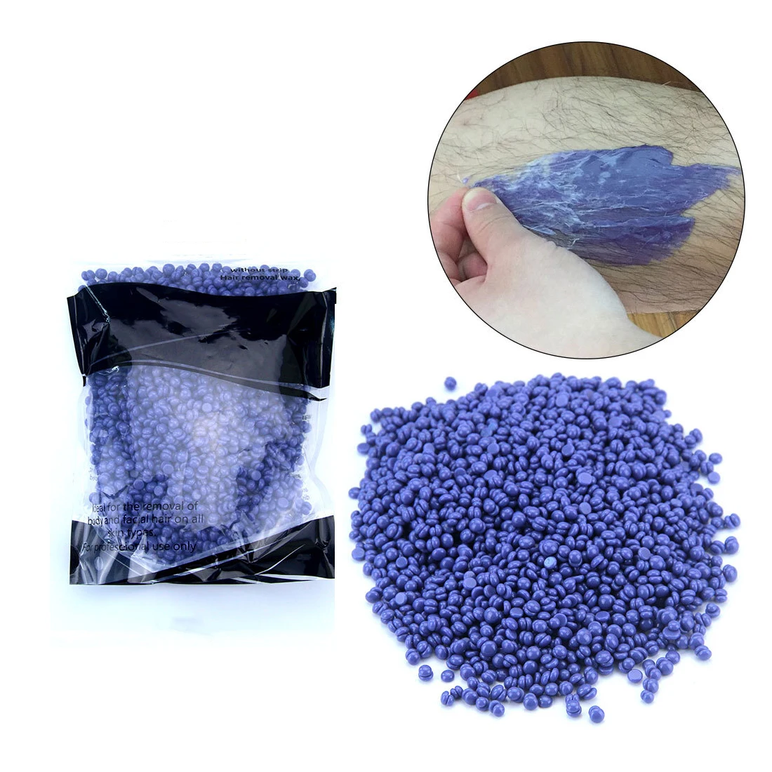 

Wholesale 1 bag lavender Flavor No Strip Depilatory Hot Film Hard Wax Pellet Waxing Bikini Hair Removal Bean