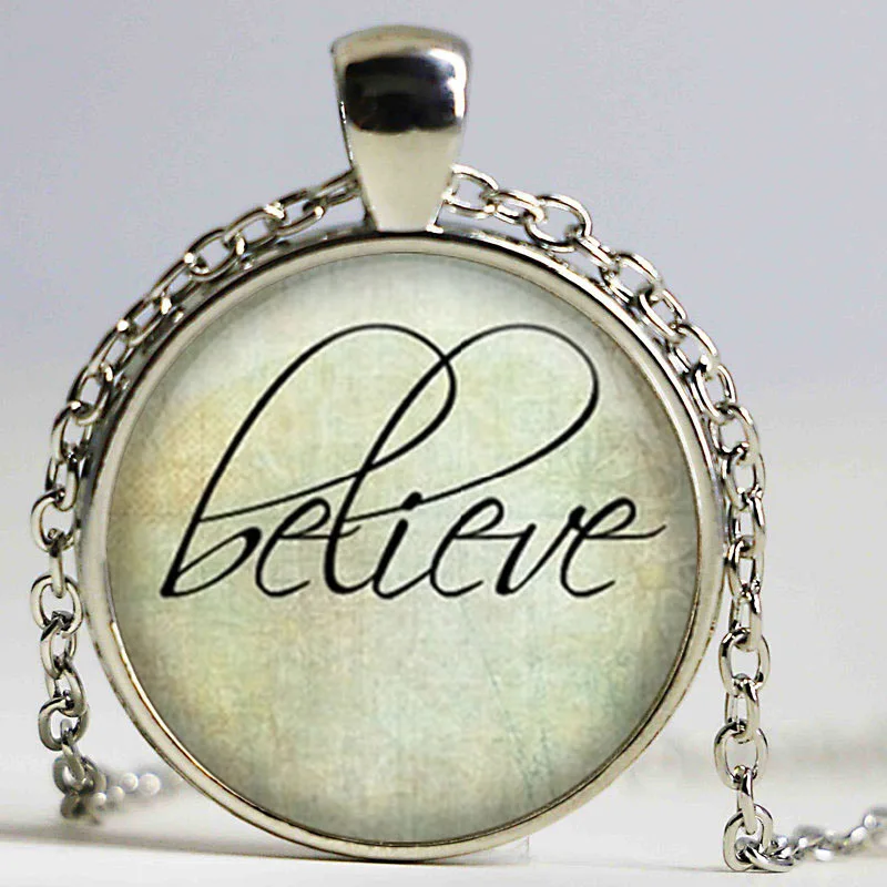 Wholesale Glass Art Picture Necklace Faith Believe Hope Necklace