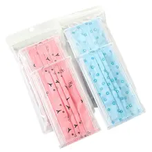 10 шт. одноразовая Пылезащитная маска для лица и рта, цветная мультяшная печатная респиратор, 3 слоя нетканого материала, медицинская защитная маска для ушей