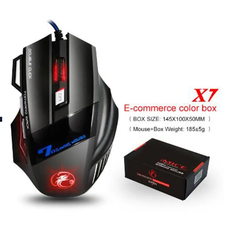 Профессиональная Проводная игровая мышь 7 кнопок Mause 2400 dpi usb-кабель светодиодный оптический геймер мышь для ПК компьютера Бесшумная игровая мышь X7