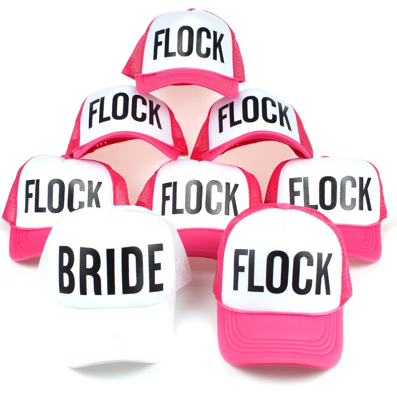 

VORON factory sells directly Bride Flock letter printing baseball cap women mesh baseball hat for wedding party hats girls pink