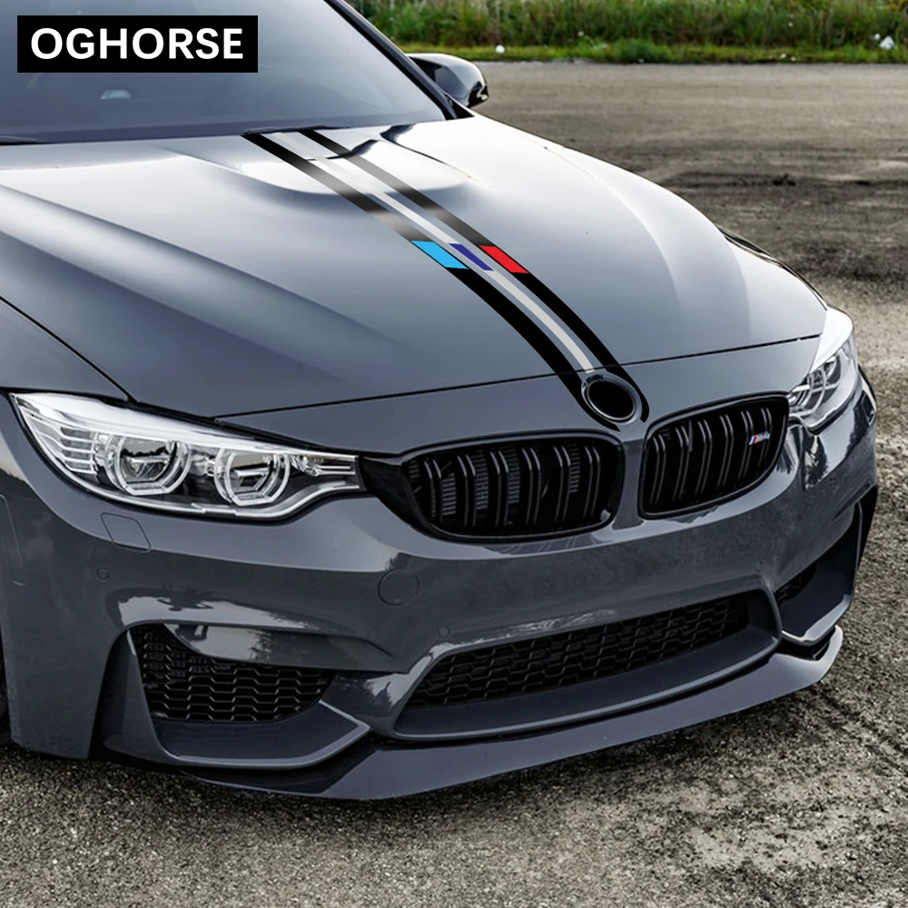 Для BMW F20 F22 F23 F30 F32 F34 F10 F11 G30 G20 E60 E39 E46 E90 Z4 автомобиля капот Racing в полоску наклейка крышка двигателя Стикеры