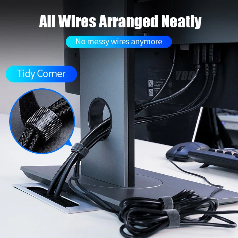 YBD 5 M Cable Organizer Wire Winder Holder Earphone Mouse Cord Clip Protector USB Cable Management For PC TV HDMI VGA Cable