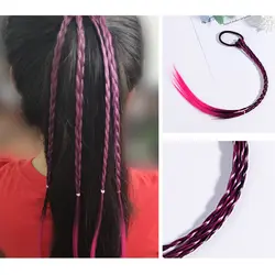 Модные детские эластичные ленты для волос для девочек, оплетка, парики, конский хвост, держатель цветные парики резинки для волос, головной